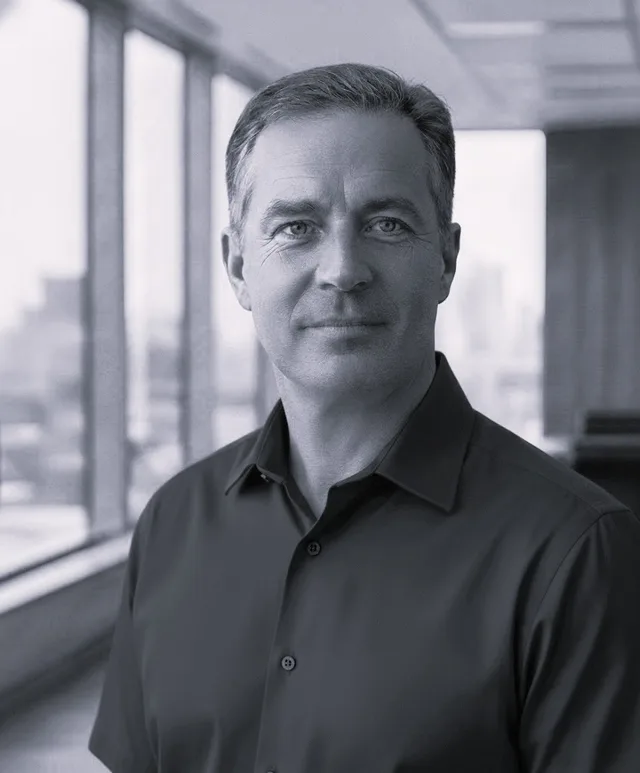 Andrew Liyan in a dark shirt beside a window
